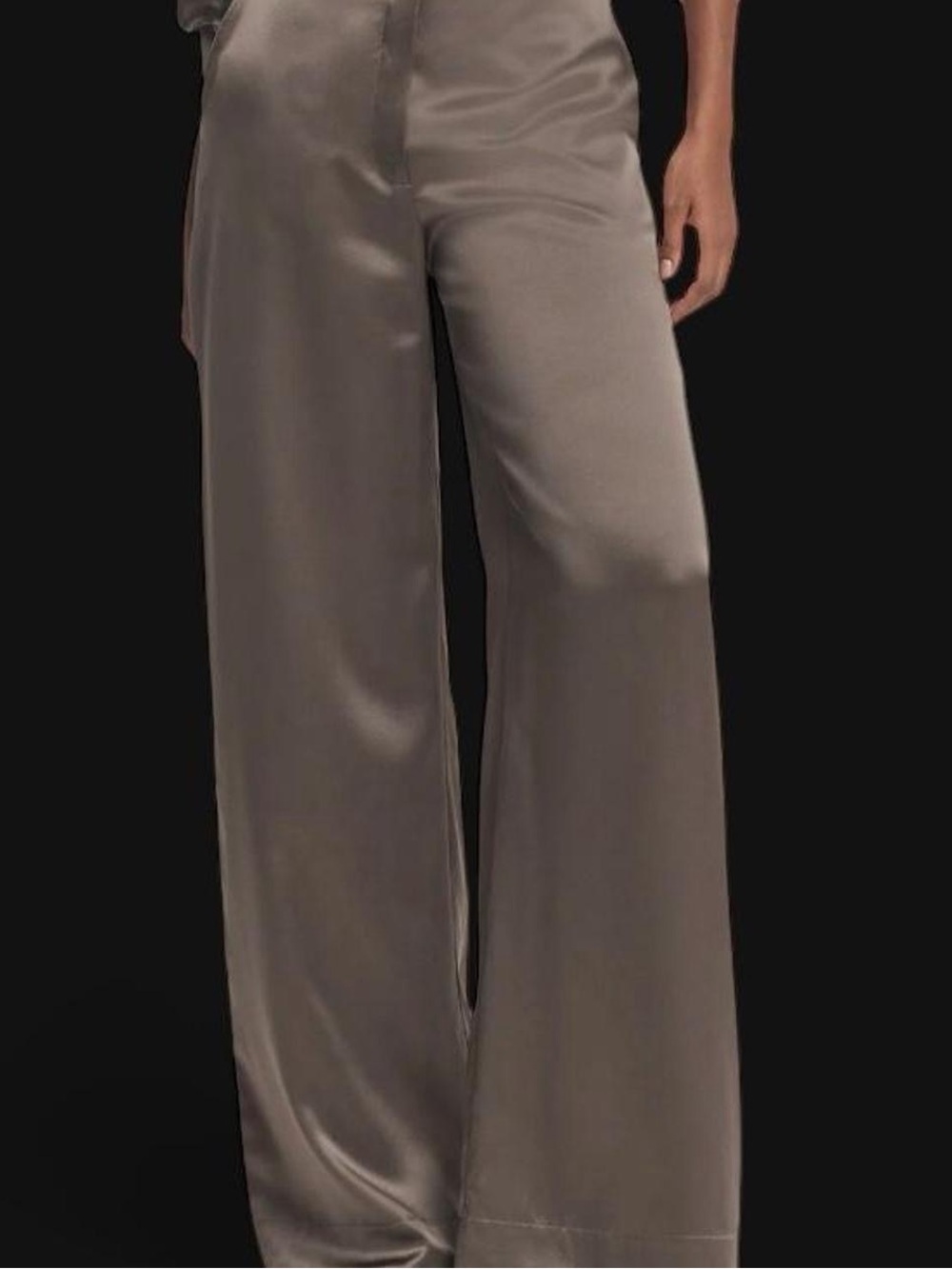 Silk Army Green Flow Tailored Trousers Medium